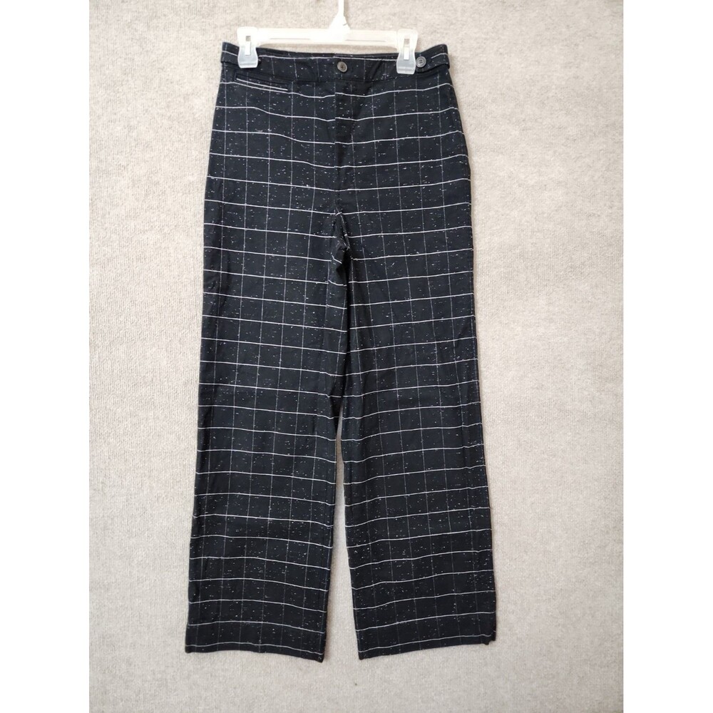 Madewell Slim Emmett Wide-Leg Crop Pants Womens 27 Black Check